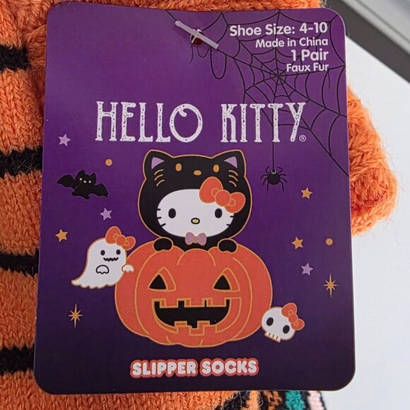 HELLO KITTY Grip Slipper Socks | Halloween Glow in the Dark | Cute Pumpkin NEW - Picture 7 of 8